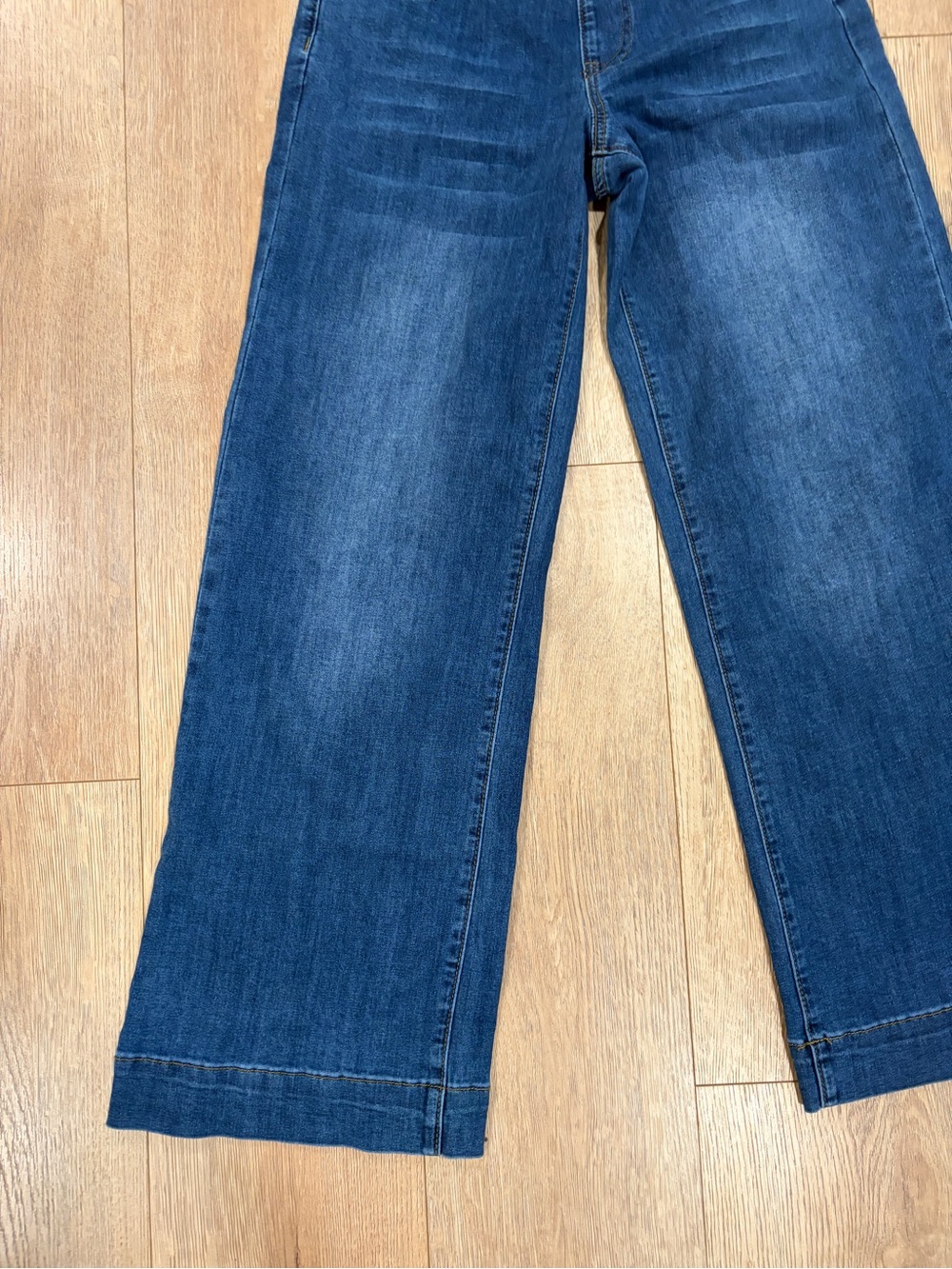 Maternity Wide Leg Jeans Over Belly Stretch Panel Dark Wash Size Small - Picture 2 of 6